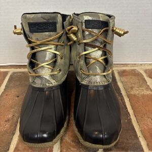 SPERRY  Women's Sz 6 Saltwater Water-Resistant Duck Boot Camouflage Duck‎ Boot